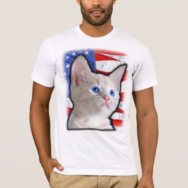 Camiseta Bandera estadounidense de gatito patriótico lindo  (Anverso)