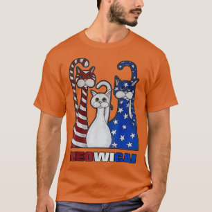 Camiseta Bandera estadounidense de gato blanco azul rojo m