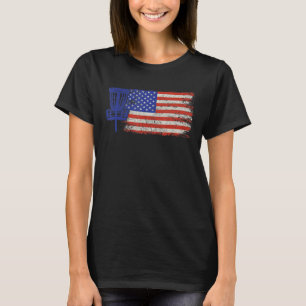 Camiseta Bandera Estadounidense De Golf En Disco Afectada P