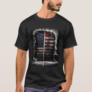 Camiseta Bandera estadounidense de hockey sobre hierba retr