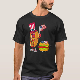 Camiseta Bandera estadounidense de Hotdog Burger 4 de julio