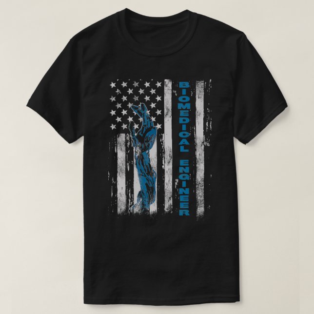Camiseta Bandera estadounidense de ingeniero biomédico de é (Diseño del anverso)