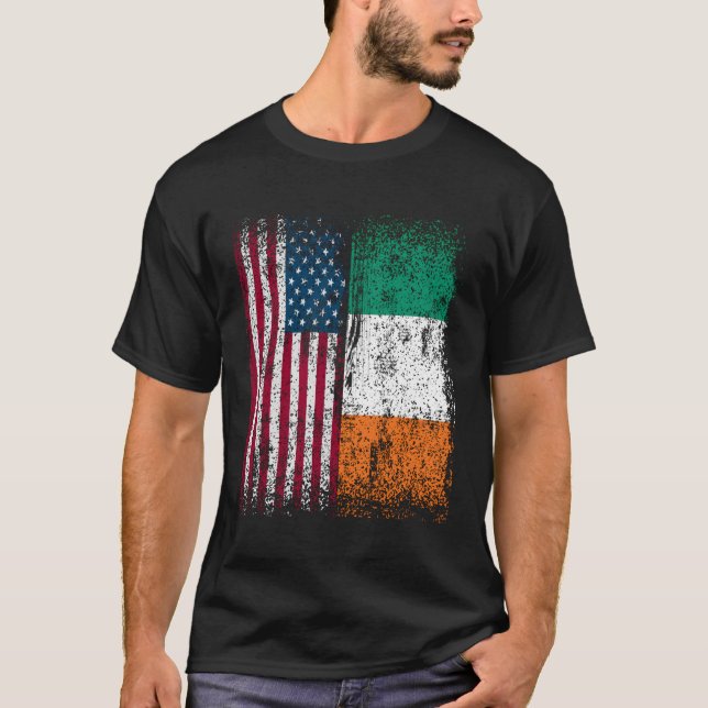 Camiseta Bandera estadounidense de Irlanda Nació Patrimonio (Anverso)