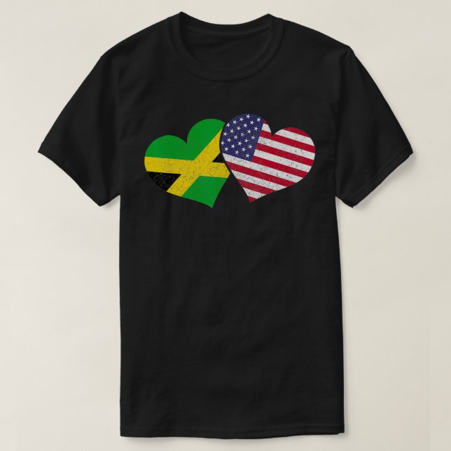 Camiseta Bandera estadounidense de Jamaica, patrimonio jama (Diseño del anverso)