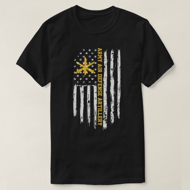 Camiseta Bandera estadounidense de la artillería de defensa (Diseño del anverso)