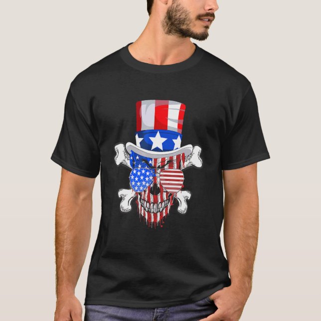 Camiseta Bandera Estadounidense De La Calavera Del Azúcar 4 (Anverso)