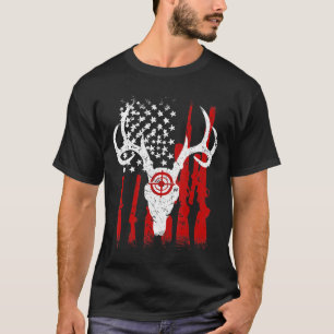 Camiseta Bandera estadounidense de la caza de ciervos rojos