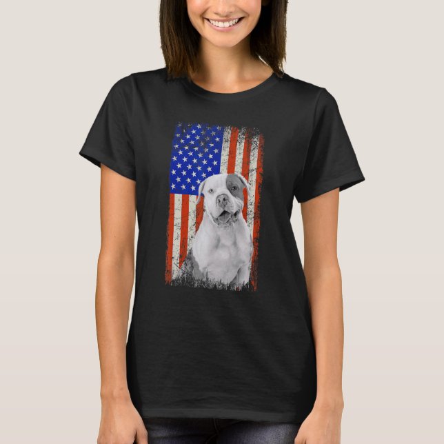 Camiseta Bandera estadounidense de la cosecha: Pitbull Dog  (Anverso)