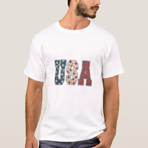 Camiseta Bandera estadounidense de la flor de Daisy 4 de ju