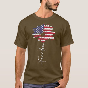 Camiseta Bandera Estadounidense De La Libertad Del Girasol