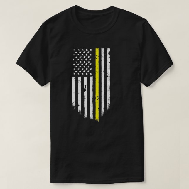 Camiseta Bandera estadounidense de la línea amarilla delgad (Diseño del anverso)