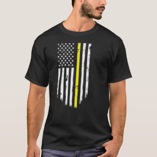 Camiseta Bandera estadounidense de la línea amarilla delgad