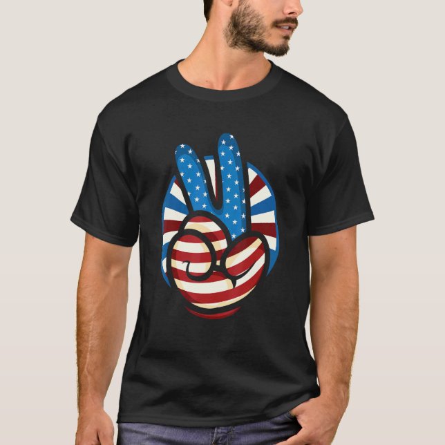 Camiseta Bandera estadounidense de la Paz Hippie Estados Un (Anverso)