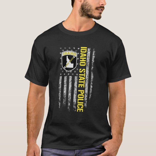 Camiseta Bandera estadounidense de la policía estatal de Id (Anverso)