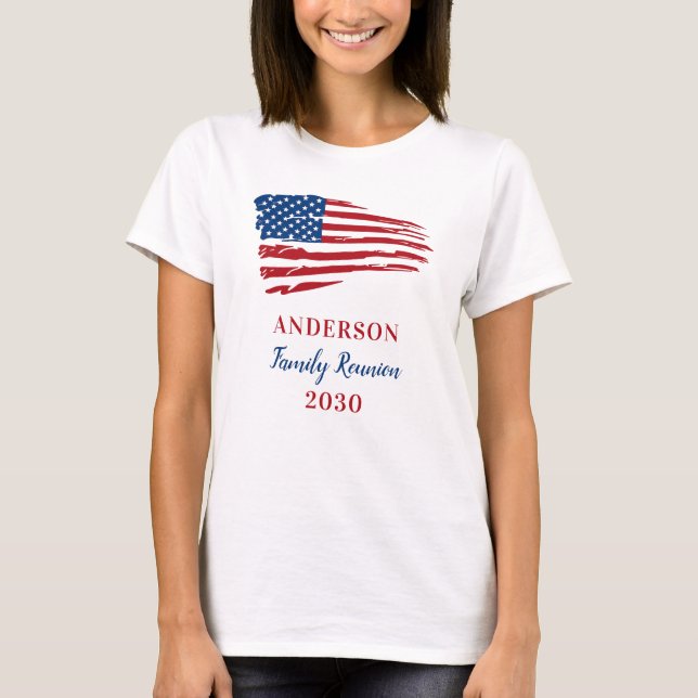 Camiseta Bandera estadounidense de la Reunión de Familia Pa (Anverso)