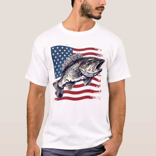Camiseta Bandera estadounidense de Largemouth (Anverso)