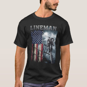 Camiseta Bandera estadounidense de Lineman Orgullosa Trabaj