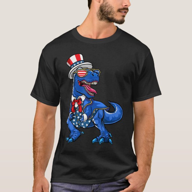 Camiseta Bandera estadounidense de los dinosaurios patrióti (Anverso)