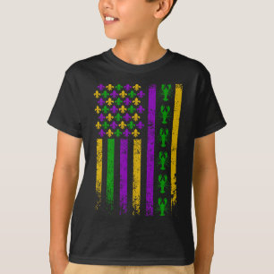 Camiseta Bandera estadounidense de Mardi Gras Cangrejo de r