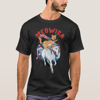 Camiseta Bandera Estadounidense De Meowica Unicornio 4 De J