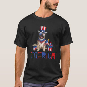 Camiseta Bandera estadounidense de Merica Pug Sunglass Dog