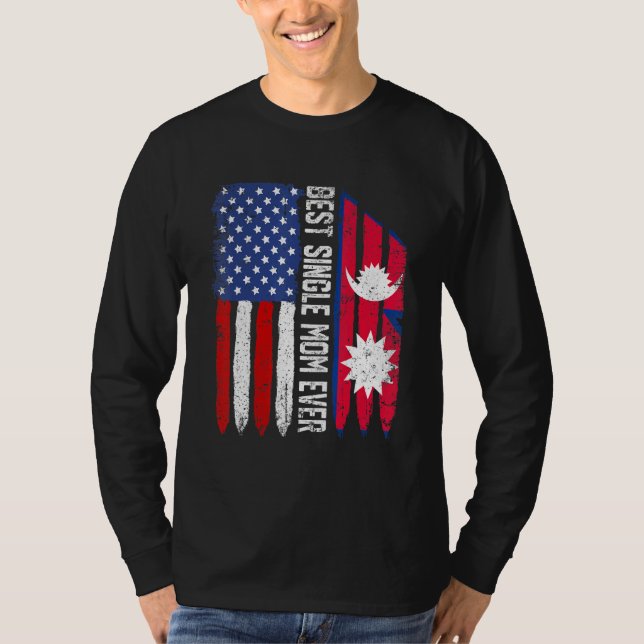 Camiseta Bandera estadounidense de Nepal bandera mejor madr (Anverso)
