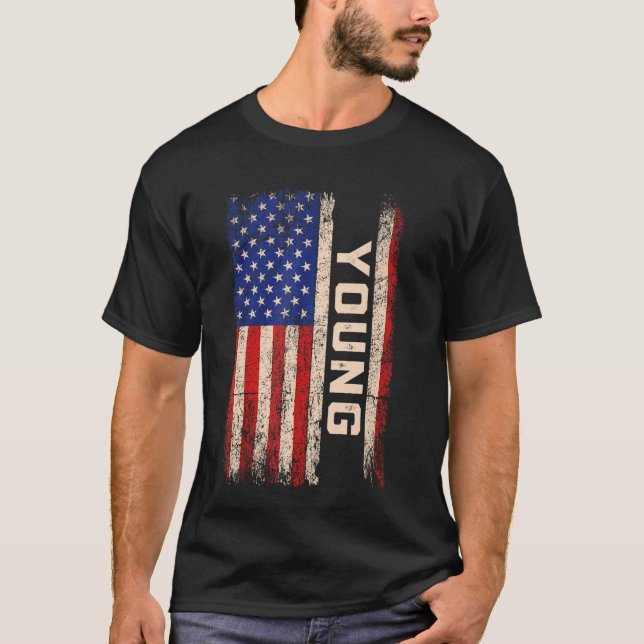Camiseta Bandera estadounidense de nombre joven de apellido (Anverso)