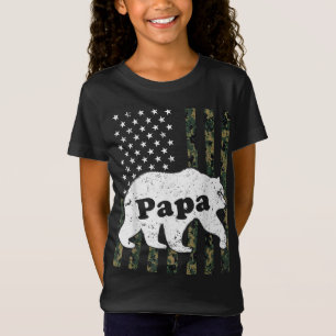 Camiseta Bandera estadounidense de Papa Bear Camouflage