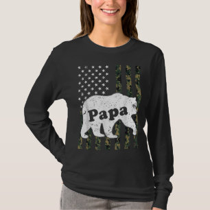 Camiseta Bandera estadounidense de Papa Bear Camouflage