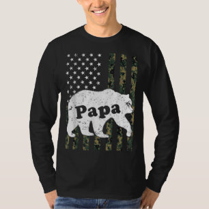 Camiseta Bandera estadounidense de Papa Bear Camouflage
