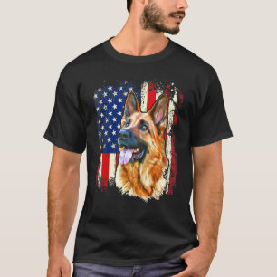 Camiseta Bandera estadounidense de pastores alemanes patrió