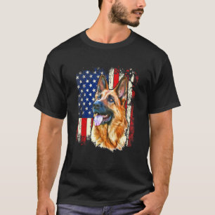 Camiseta Bandera estadounidense de pastores alemanes patrió