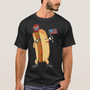 Camiseta Bandera estadounidense de perro blanco abierto