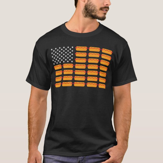 Camiseta Bandera estadounidense de perro caliente 4 de juli (Anverso)