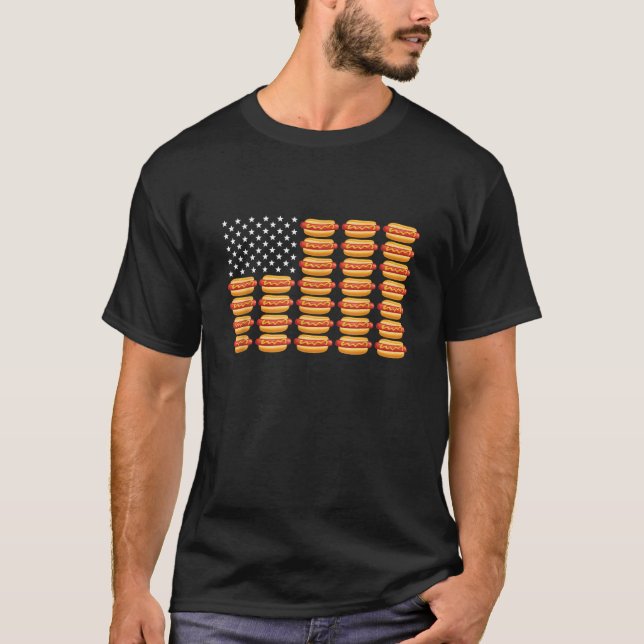 Camiseta Bandera estadounidense de perro caliente 4 de juli (Anverso)