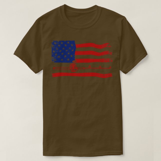 Camiseta Bandera estadounidense de pesca (Diseño del anverso)