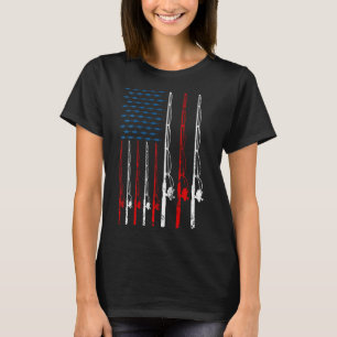 Camiseta Bandera estadounidense de pesca Rod Ping Lover Vin