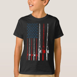 Camiseta Bandera estadounidense de pesca Rod Ping Lover Vin