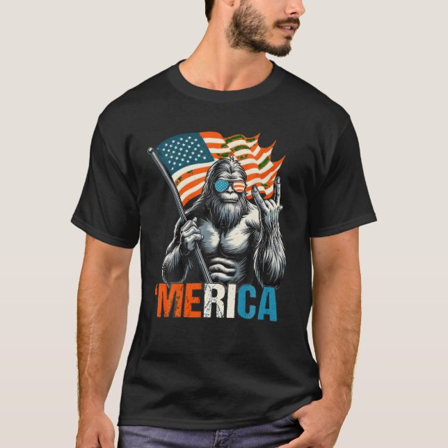 Camiseta Bandera Estadounidense De Pie Grande Merica (Anverso)