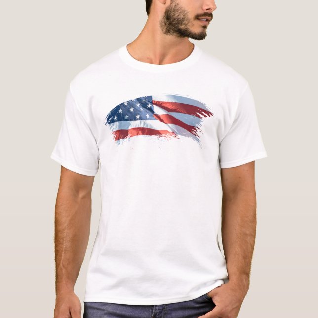 Camiseta Bandera estadounidense de pincel patriótico (Anverso)