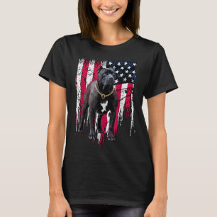 Camiseta Bandera estadounidense de Pitbull Dog Impresionant