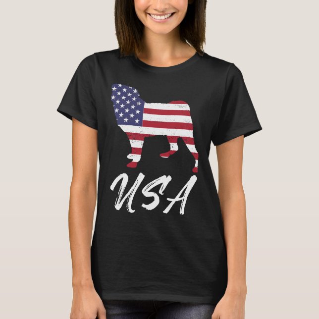 Camiseta Bandera estadounidense de Pug USA TShirt por el co (Anverso)
