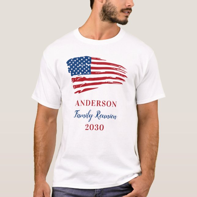 Camiseta Bandera estadounidense de Reunión de Familia Patri (Anverso)