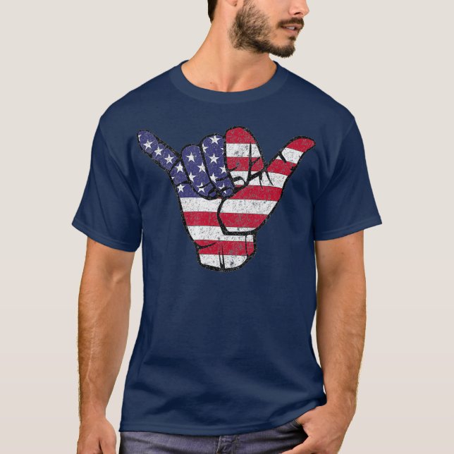 Camiseta Bandera estadounidense de Shaka Hang suelta (Anverso)