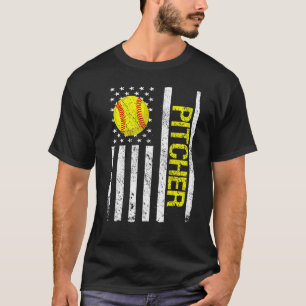 Camiseta Bandera estadounidense de Softball Pitcher