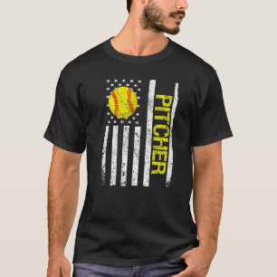 Camiseta Bandera estadounidense de Softball Pitcher