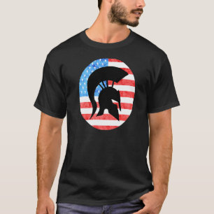 Camiseta Bandera Estadounidense De Soldado Esparta Gladiado