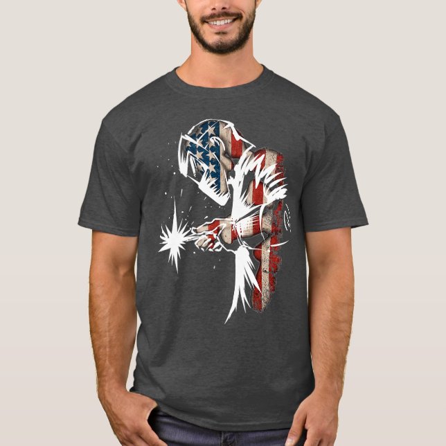 Camiseta Bandera estadounidense de soldadura Regalo de gale (Anverso)