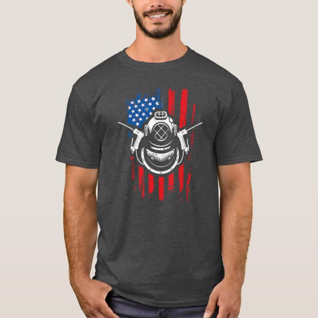 Camiseta Bandera estadounidense de soldadura submarina patr (Anverso)