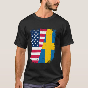 Camiseta Bandera estadounidense de SUECIA Amistad País Vint